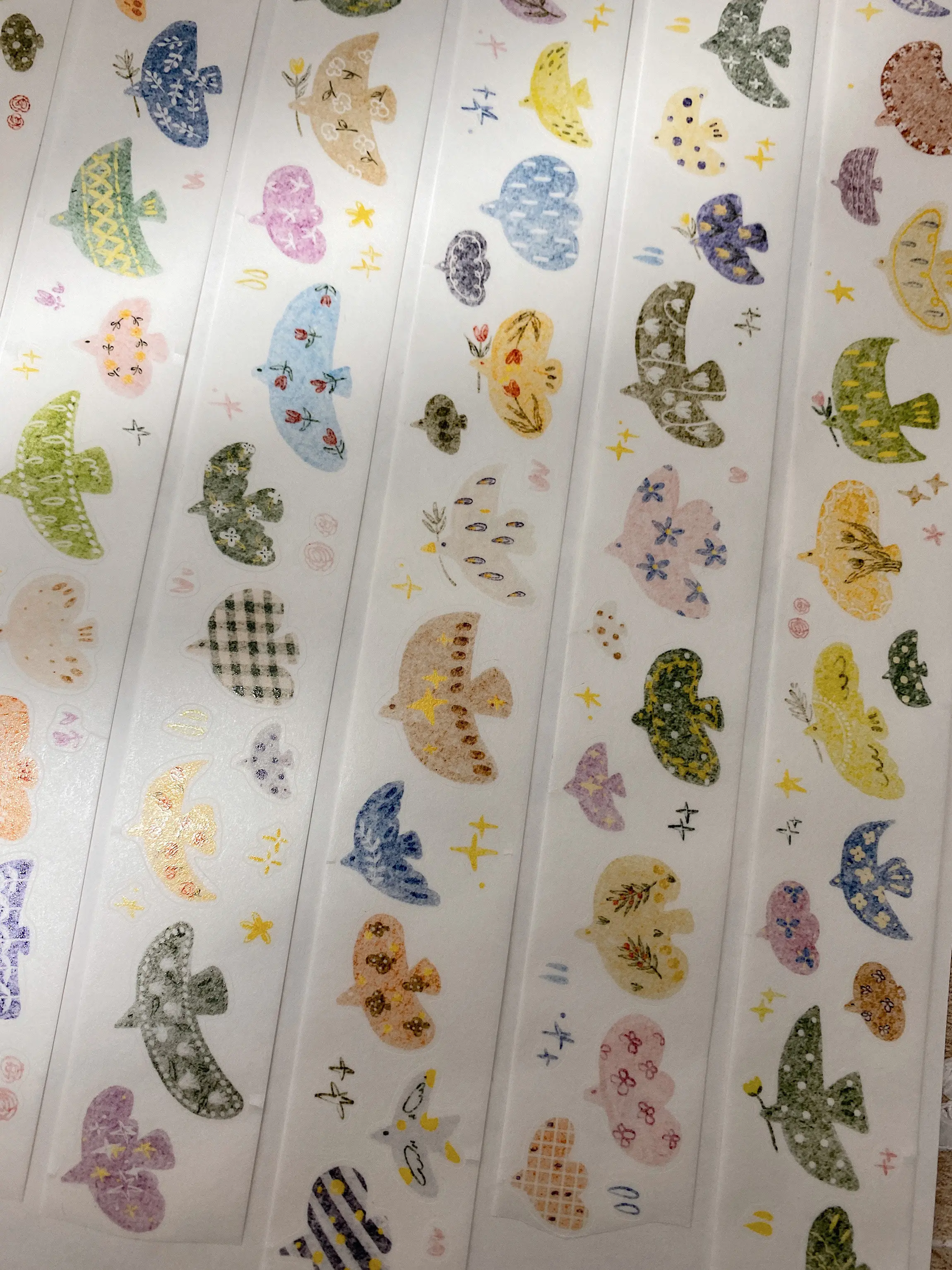 Cute Themed Die-Cut Washi PET Tape  Little Bird, Butterfly & Flower Designs for Scrapbooking & Journaling