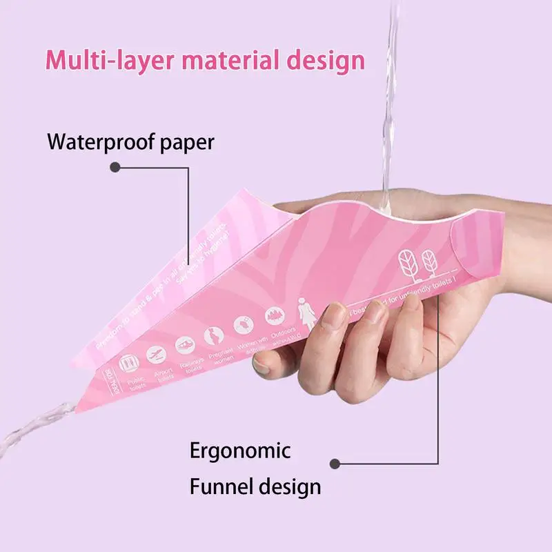 10pcs Paper Urinal Toilet Disposable Female Urination Device Pregnant Women Standing Urinary Funnel Foldable Pee Paper Cups - view 4