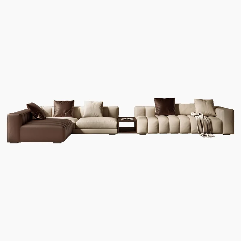 

The first floor cowhide villa large apartment living room modern light luxury corner Italian minimalist