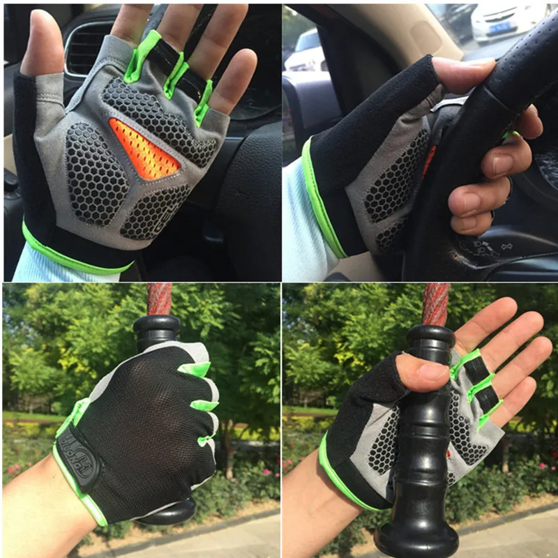 Anti Slip Shock Breathable Half Finger Gloves Breathable Cycling Gloves Fitness Gym Bodybuilding Crossfit Exercise Sports Gloves