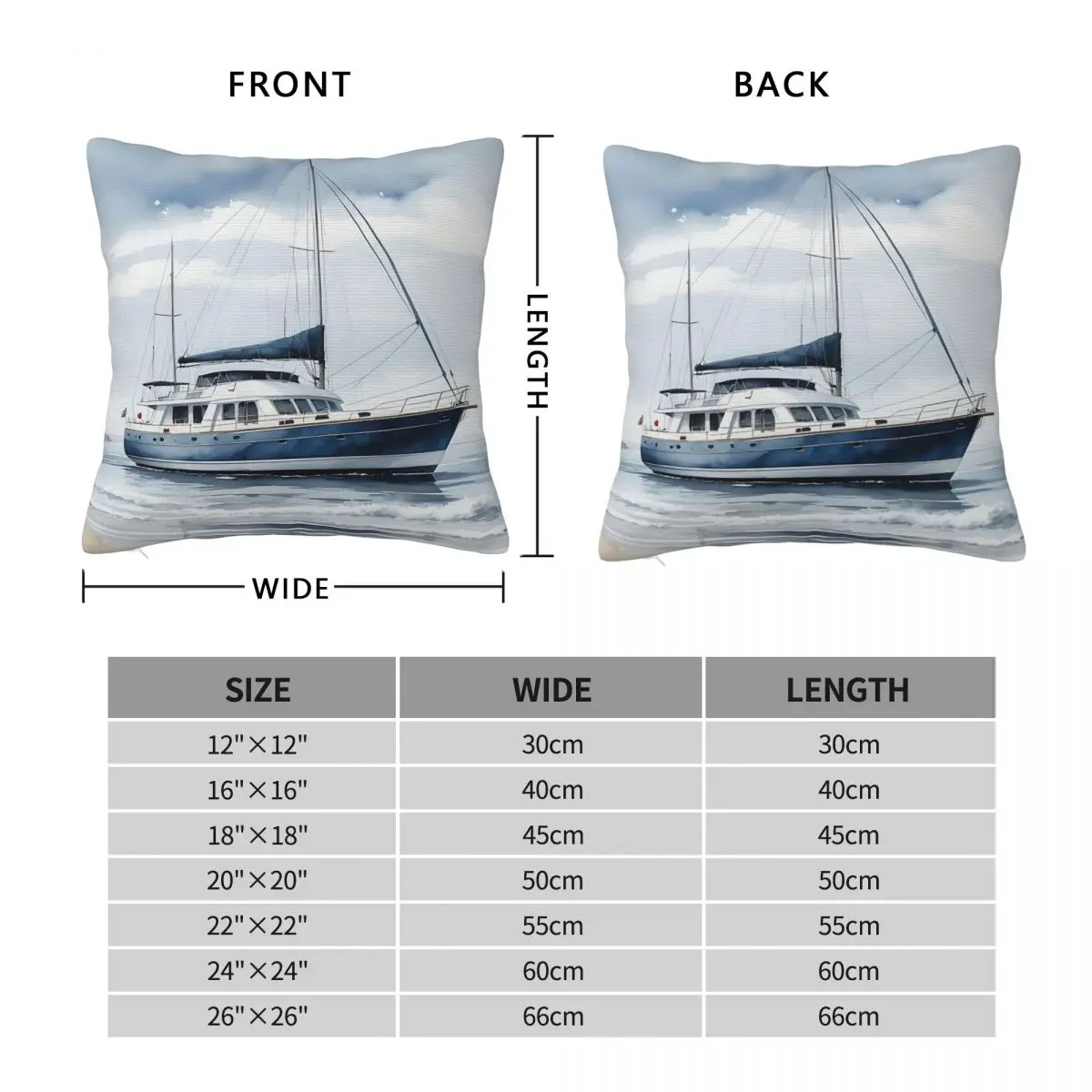 Beach House Charm Yacht Drift Square Pillowcase Polyester Linen Velvet Creative Zip Decor Throw Pillow Case Home Cushion Cover