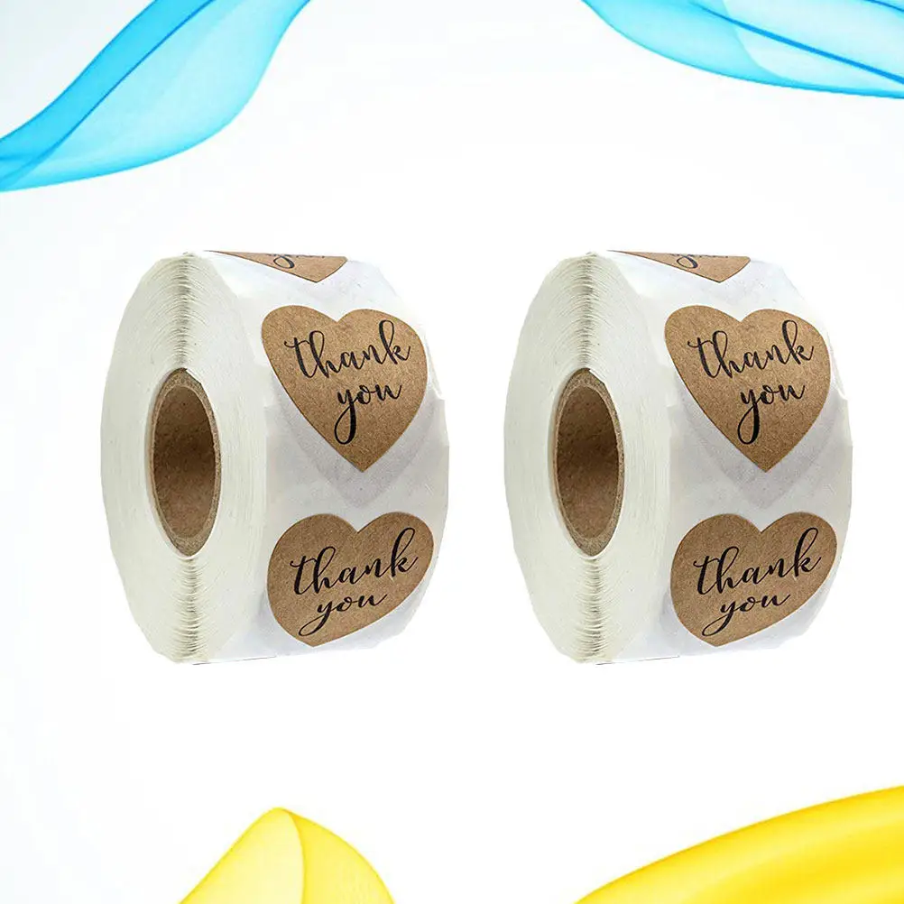 

1000Pcs Roll Heart Shape Thank You Stickers Self-Adhesive Packaging Sticker Roll for Cookies Bags DIY Crafts Festive Themed