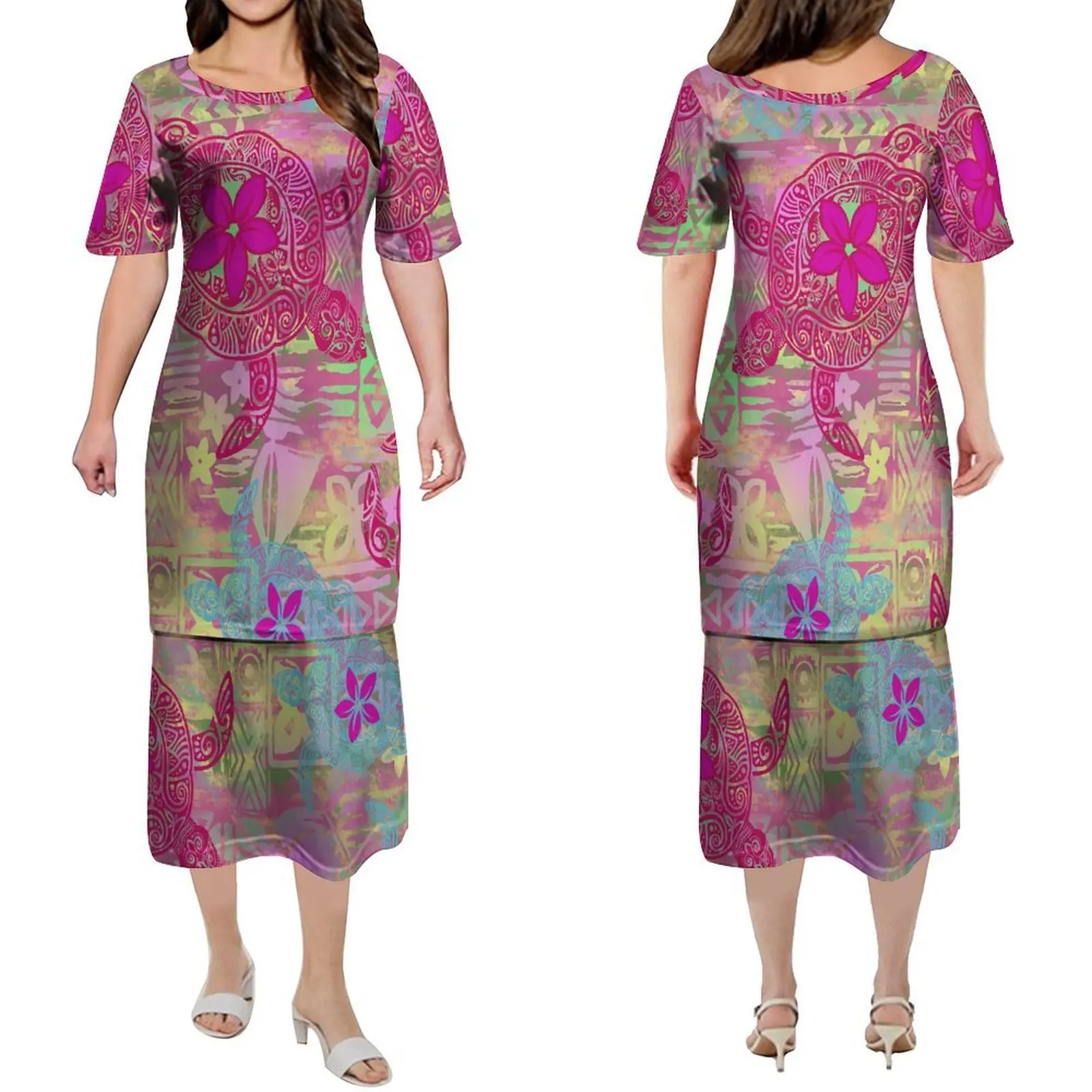 

Women'S Puletasi-Style Custom-Made Tops And Long Dresses Polynesian Island-Style Dresses For Shopping Casual And Slimming