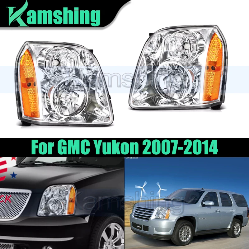 

Версия для США пара фар переднего бампера для GMC Yukon 2007-2014, передняя фара, головной фонарь (без лампы)