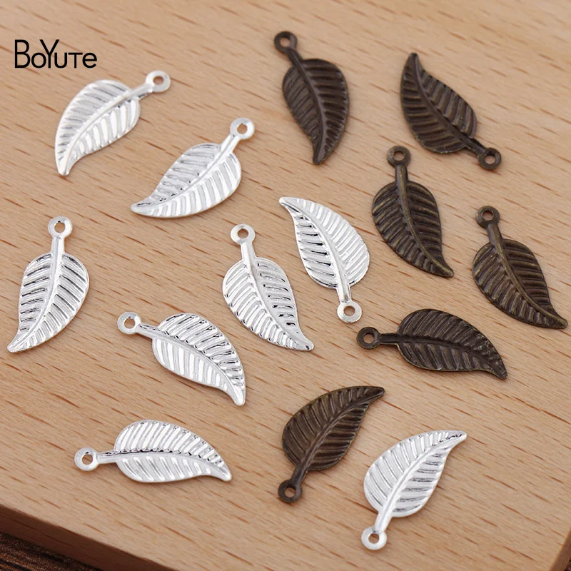 BoYuTe (1000 Pieces/Lot) Metal Brass Stamping 6*14MM Leaf Charms for Jewelry Making Diy Handmade Materials