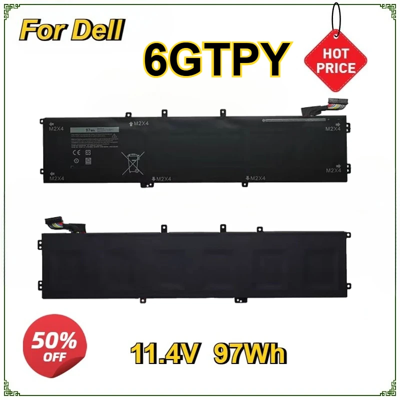 

New 6GTPY Laptop Battery for Dell Precision M5520 M5530 XPS 15 9560 9570 7590 9550 5XJ28 5D91C P56F-001 P83F001 11.4V 97Wh