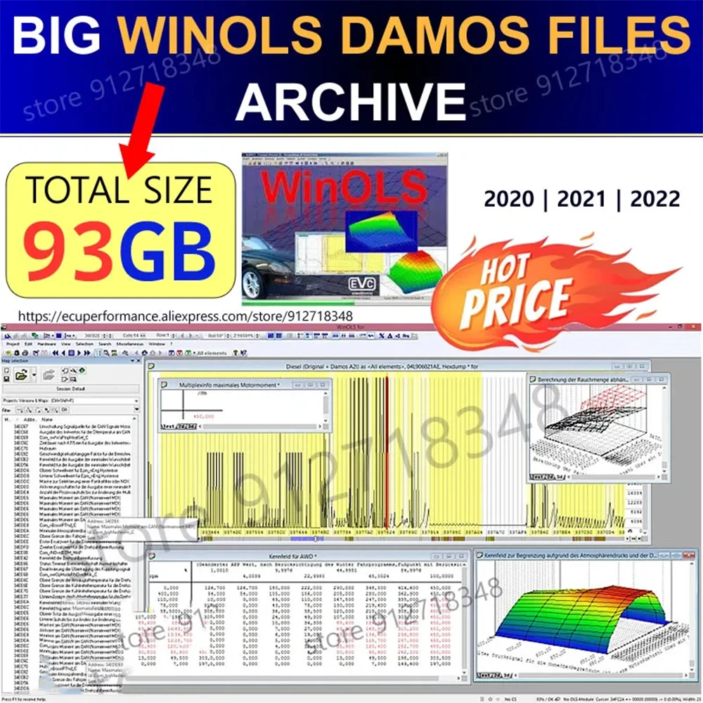 WinOLS 4.51 Full Version With 93GB WINOLS DAMOS +ECM TITANIUM 1.61 +Immo Service Tool v1.2  WithData Winols Auto Repair Software