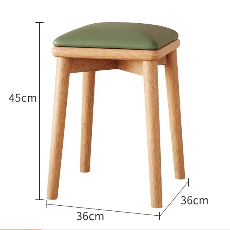 

Upholstered Stackable Beech Wood Ottoman - Light Luxury Vanity Stool, Mid Century Dining Seat, Vintage Accent Bench for Home