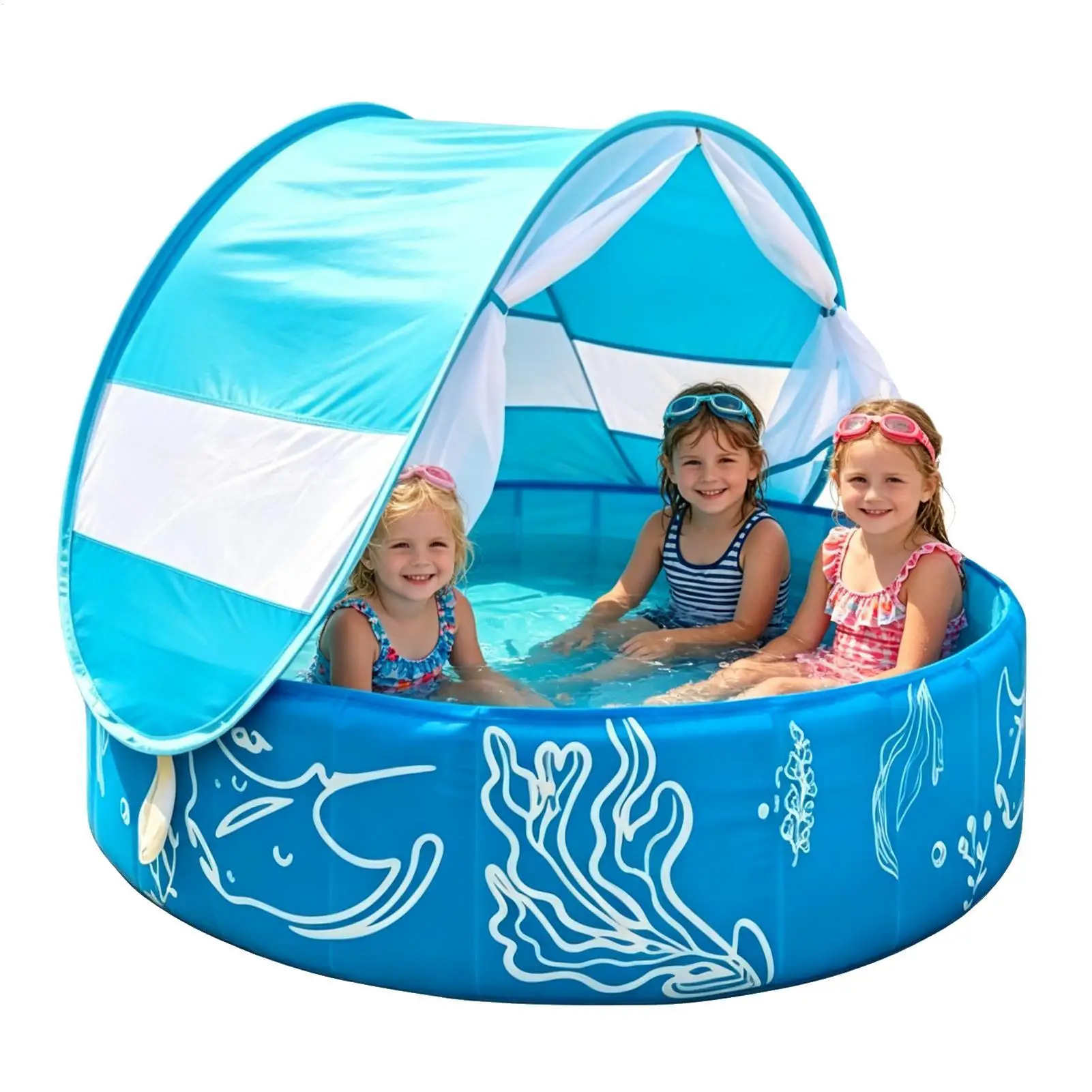 Kids Pool with Canopy and Net/ Foldable sunshade Swimming pool  Baby Sun Shade Folding Pool Swimming Pool with mosquito net