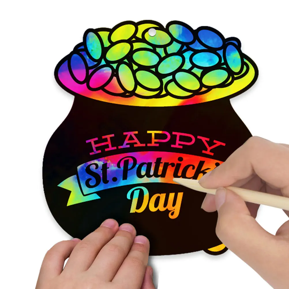 

Scratch Painting Art Paper St Patrick Design 2 Sets Kids Toy Craft DIY Party Supplies Suite Off Safe Premium Material
