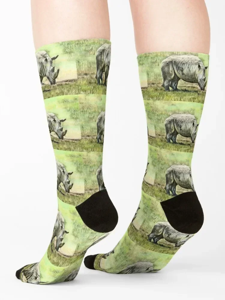 Rhino in the Field Socks men cotton high quality anti-slip Mens Socks Women's