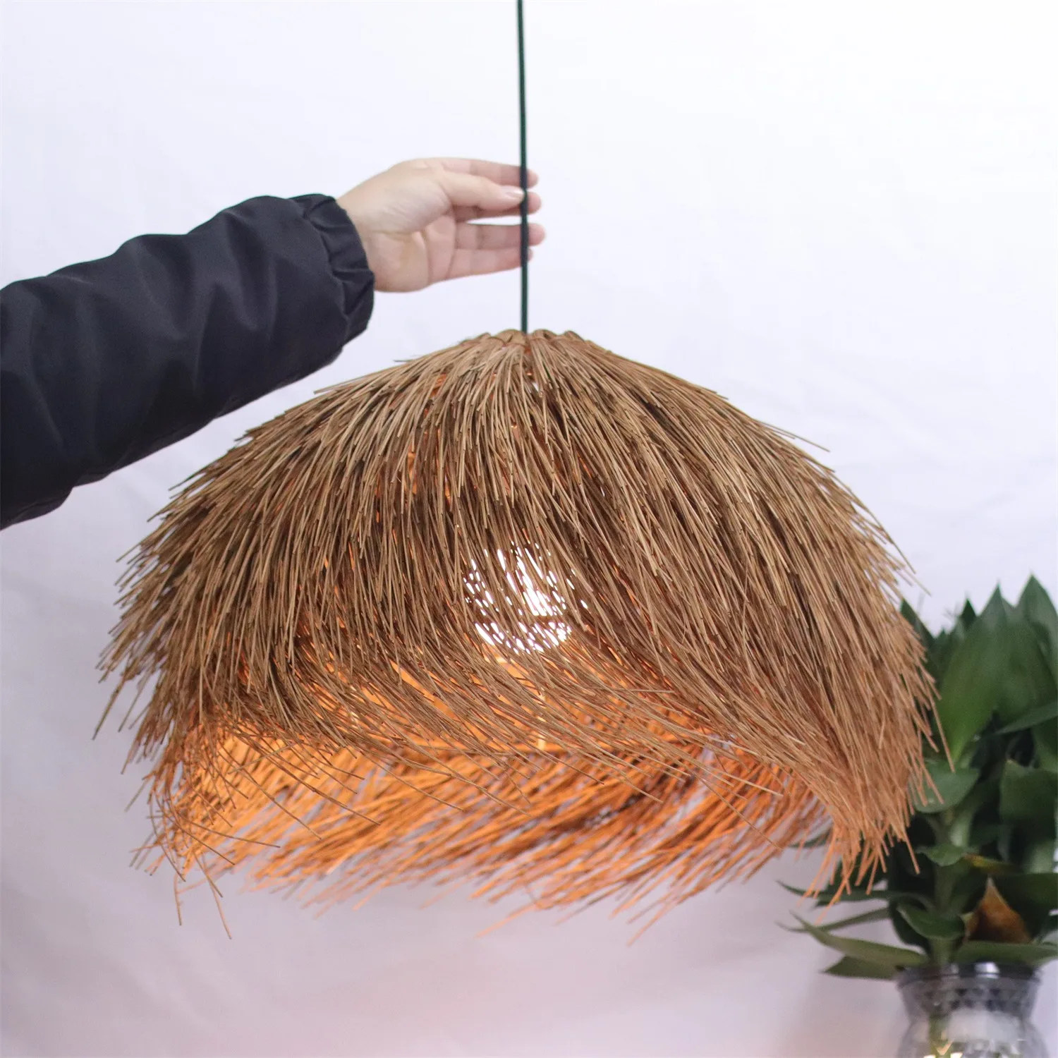JOYINLED Retro Wicker Chandeliers 50CM Vintage Pendant Lamp Natural Rattan Ceiling Light for Living Room Home E27 LED Lamp