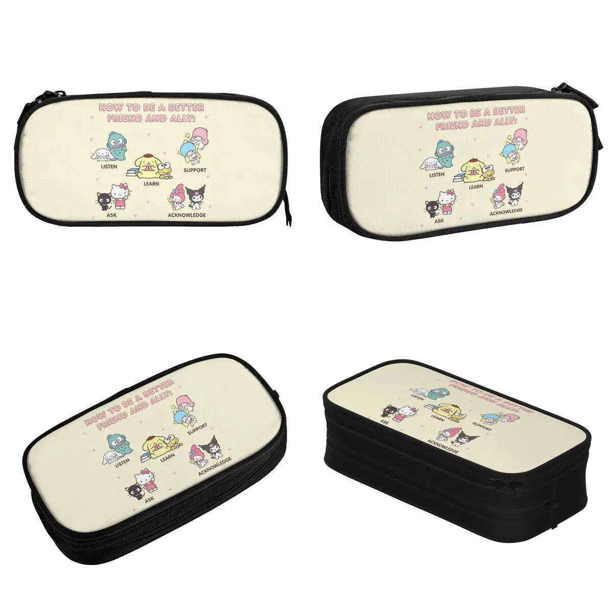 Sanrio Kuromi Melody Hello Kitty Pencil Case Cartoon Pencil Pouch Pen for Girls Boys Big Capacity Pencil Bags Office Stationery