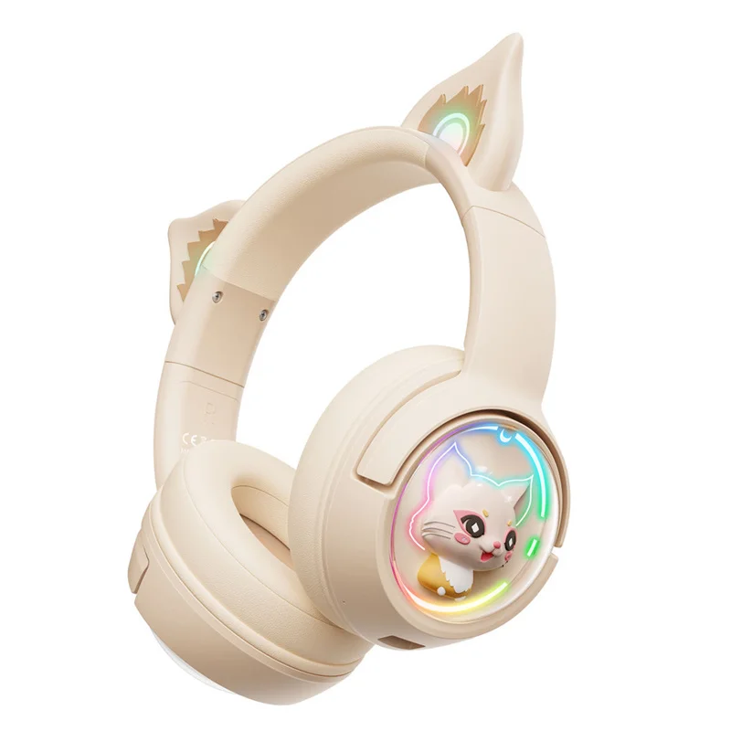 New ONIKUMA B5 Head-mounted Cute Pet Spaceship RGB Lighting Wireless Bluetooth Headphones HD Mic HiFi Stereo Sound Game Headset