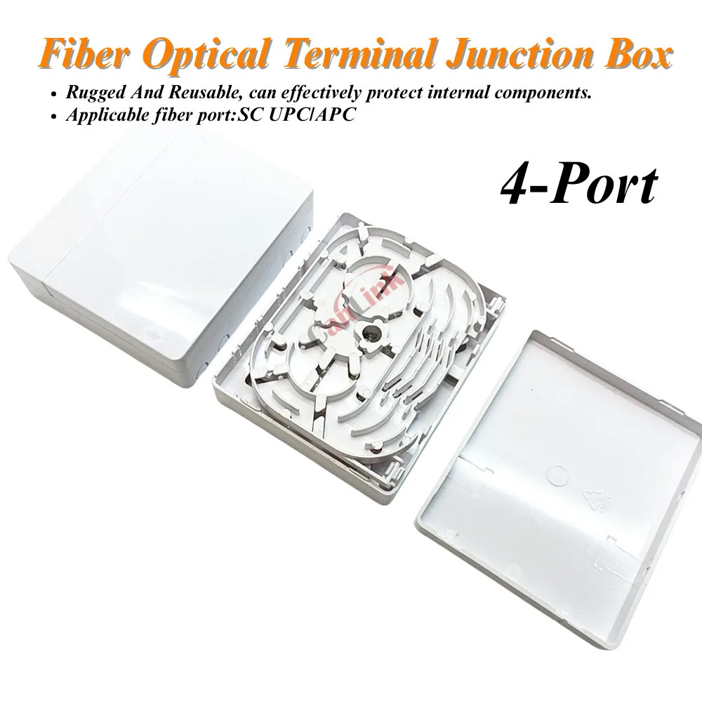 

10pcs/lot Fiber Optical Terminal Junction Box,4-Port Fiber Panel Box Desktop Place SC Adapters for FTTH,FTTO,FTTD