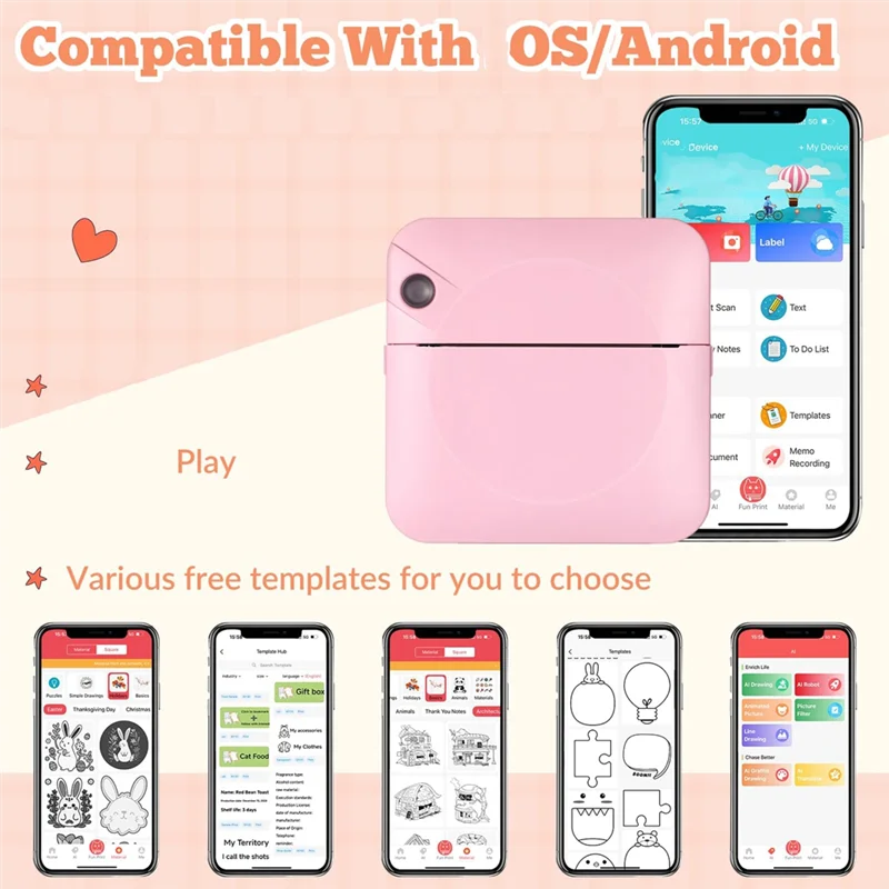 テープ付きポータブルサーマルラベルメーカー、メモや写真を整理するためのワイヤレスステッカープリンター