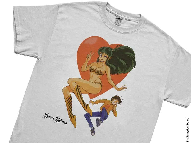 Urusei Yatsura Lum & Ataru Heart T-Shirt, Urusei Yatsura Lum, Lum Anime, Vintage Japanese Anime Shirt