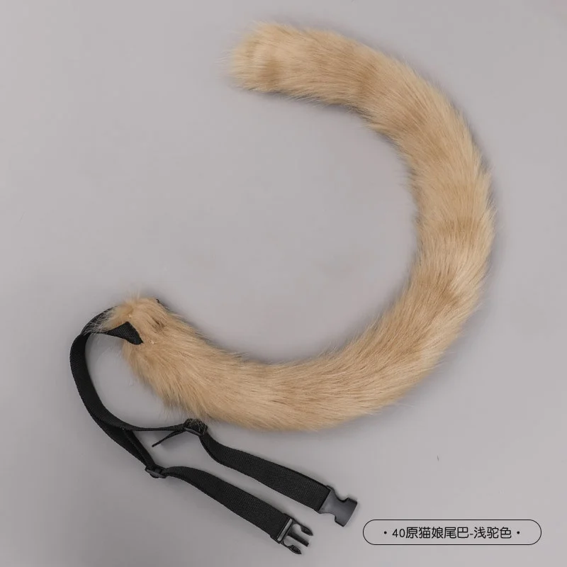 Lovely Cat Ear girl headdress with Tail Soybean yellow color Cosplay Cat Ear Hair Band Tail Set handmade Cos Accessory