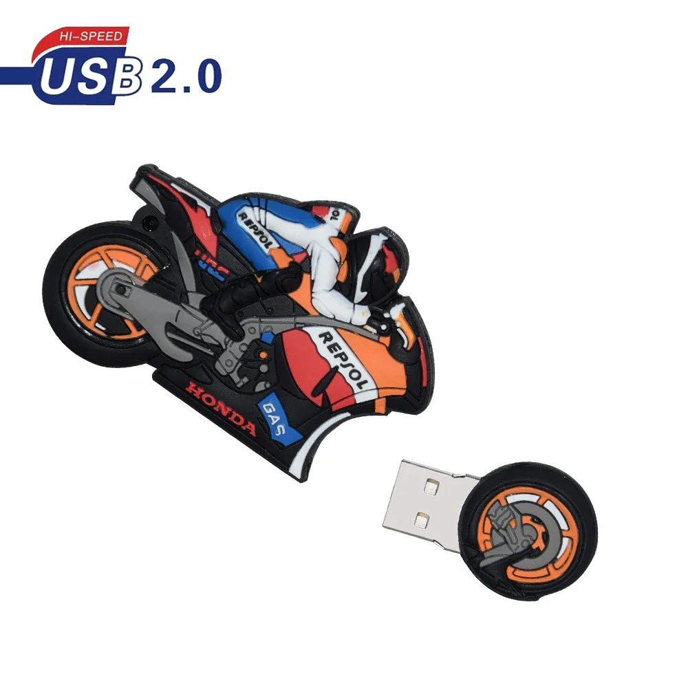 Unidad de bolígrafo para motocicleta con dibujos animados, 4GB, 8GB, 16GB, 32GB, 64GB, resistente al agua, regalo creativo, unidad Flash Usb2.0, memoria de 128GB para motocicleta