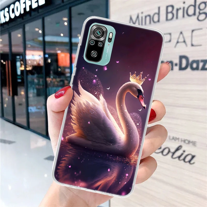 White Swan Grace Art Soft Phone Case for Xiaomi Redmi Note 13 12 12S 11S 11T 11E 10S 10 Pro 9 9S 9T 8 8T 7 Plus Print Cover