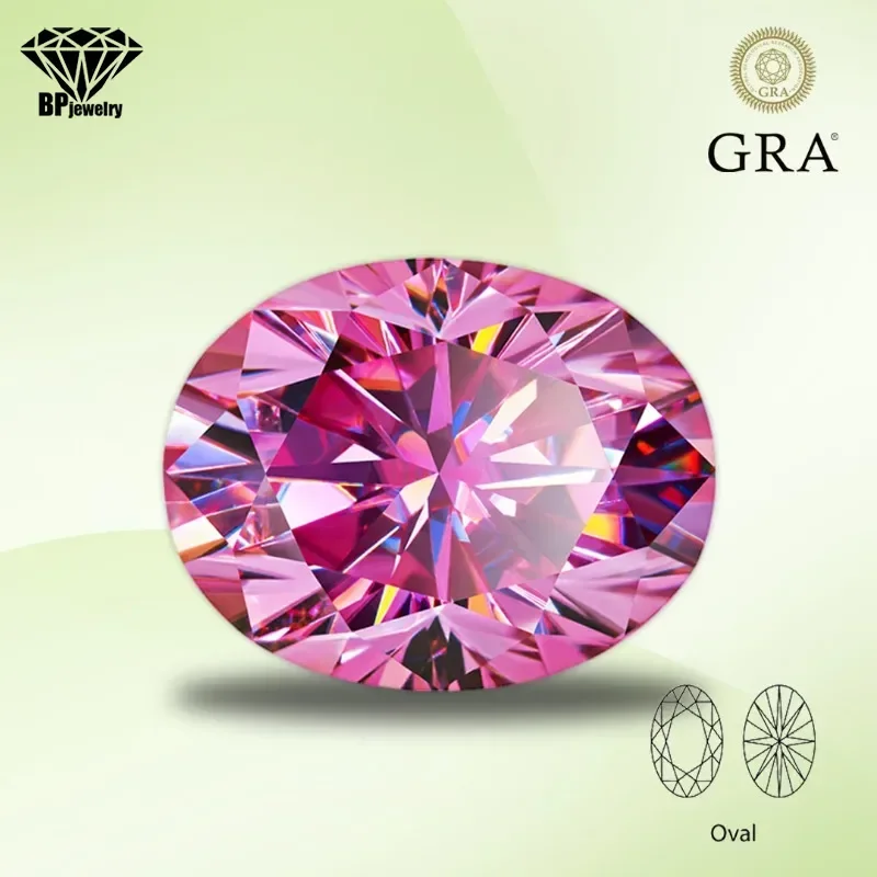 

Moissanite Gemstone Pink Color Oval Cut Lab Grown Created Heat Diamond for Women Jewelry Making Materials with GRA Certificate