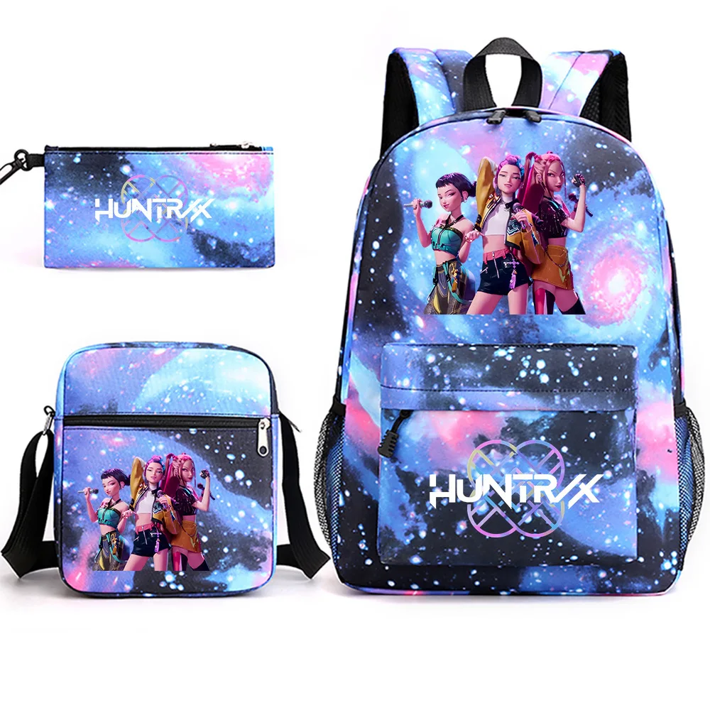 3 Stück K-POP HUNTRX Harajuku Rucksack Jungen Mädchen Rucksack Umhängetasche Bleistiftbeutel Schultasche Back-to-School Geschenk