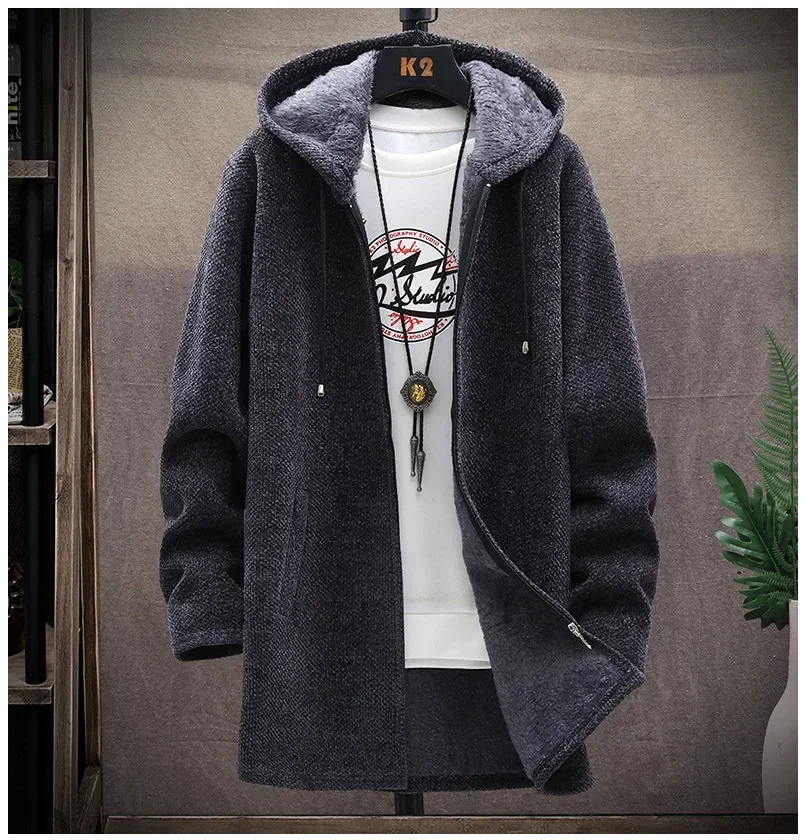 เสื้อแจ็คเก็ตคาร์ดิแกนมีฮู้ดหนาปรับแต่งได้