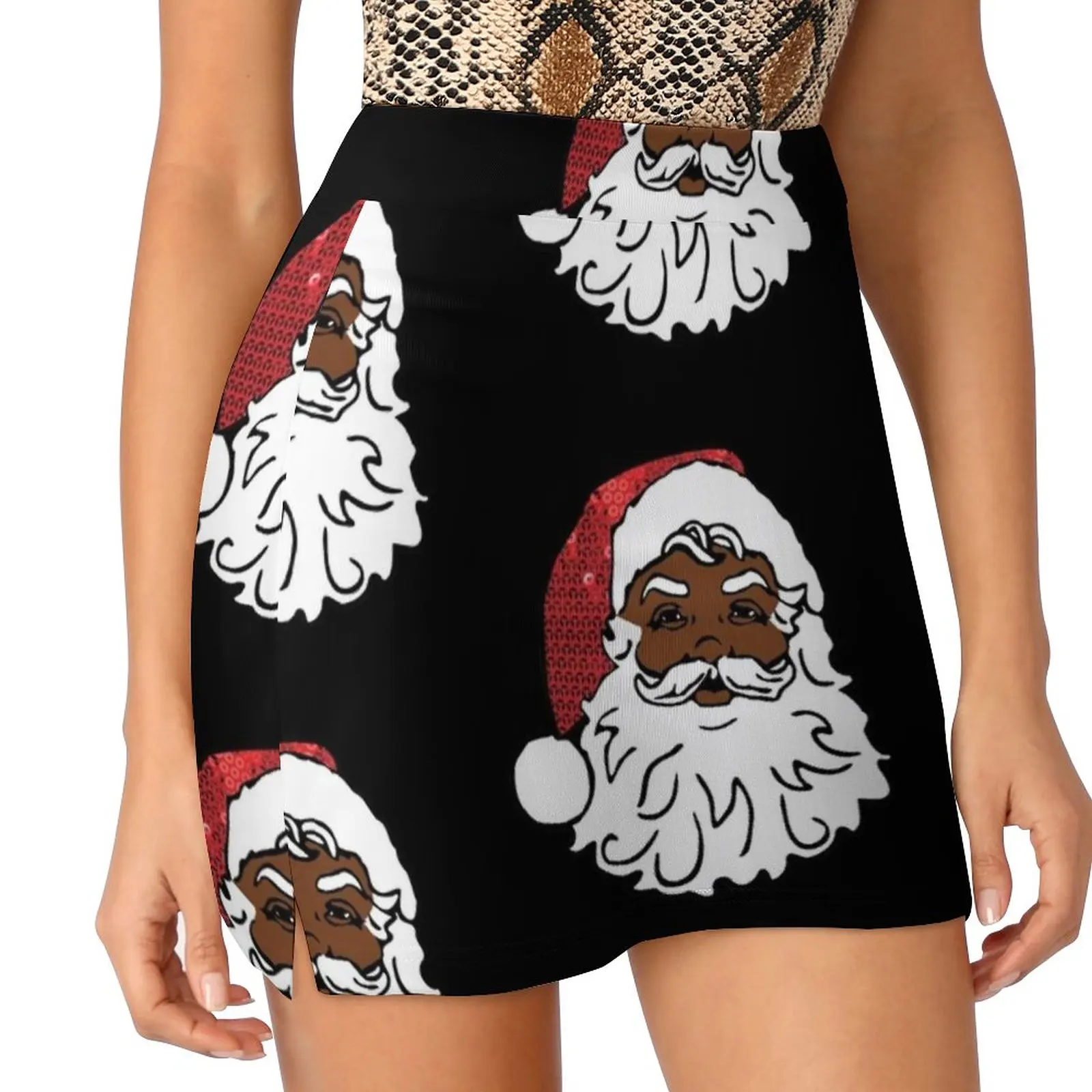 Black Santa Claus Women's skirt Sport Skort Skirt With Pocket Fashion Korean Style Skirt 4Xl Skirts Black Santa African