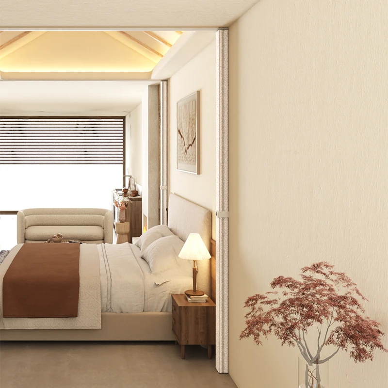 Foldable Partition Curtain for Flexible Space Thick Large Coverage with Smooth Metal Hooks Durable Stylish Room Divider