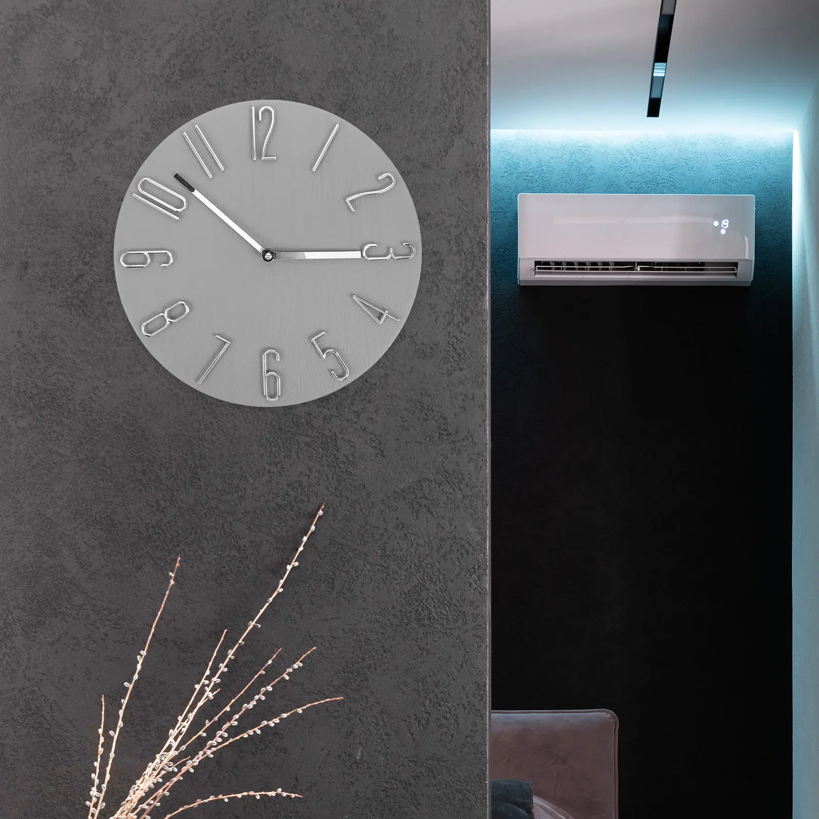 Wall Clock Silent 12 Inch Round Battery Operated Minimalist Design Home Office Bedroom Living Room Kitchen Modern Decorative