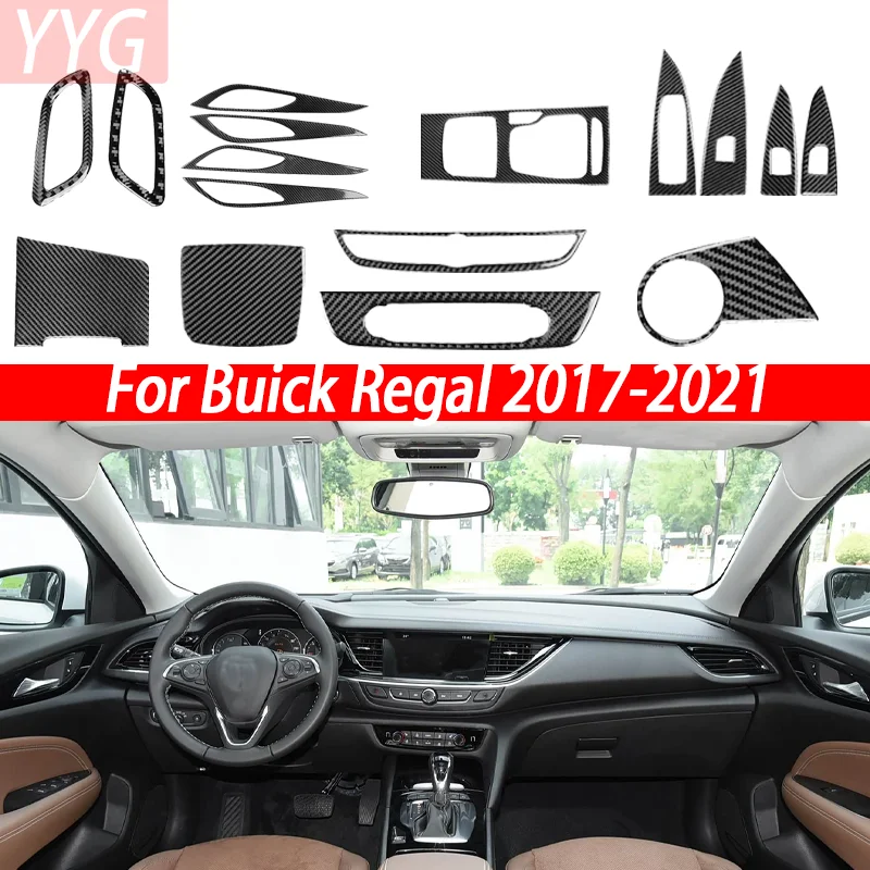 Carbon Fiber Car Interior Accessories Gear Shift Panel Cup Holder Decorative Stickers For Buick Regal 2017 2018 2019 2020 2021