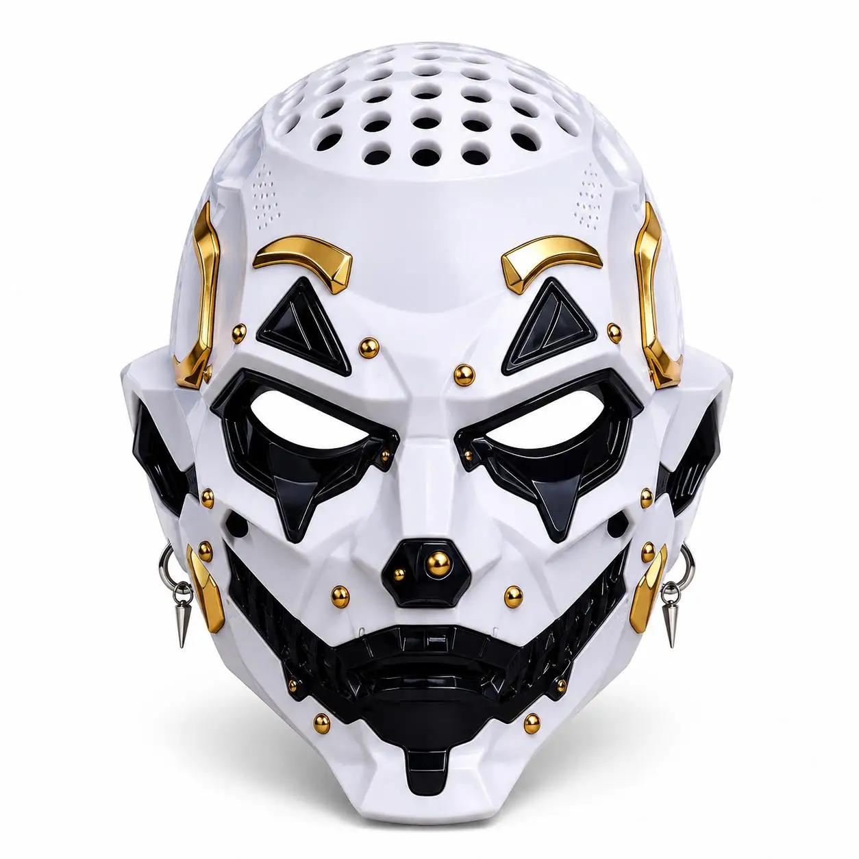 Mechanical Demon Full Face Mask, ABS Cyberpunk Robot Costume Mask with Vent Openings for Halloween Cosplay Party