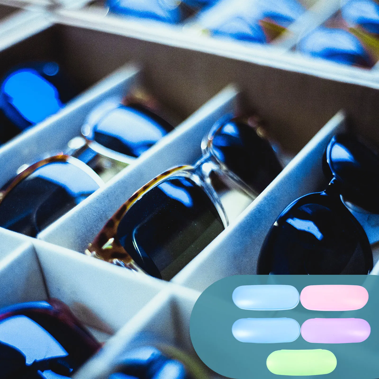 

5pcs Glasses Case Portable Lightweight Plastic Transparent Eyeglass Box For Men Women Mixed Colors Travel Sunglasses Storage