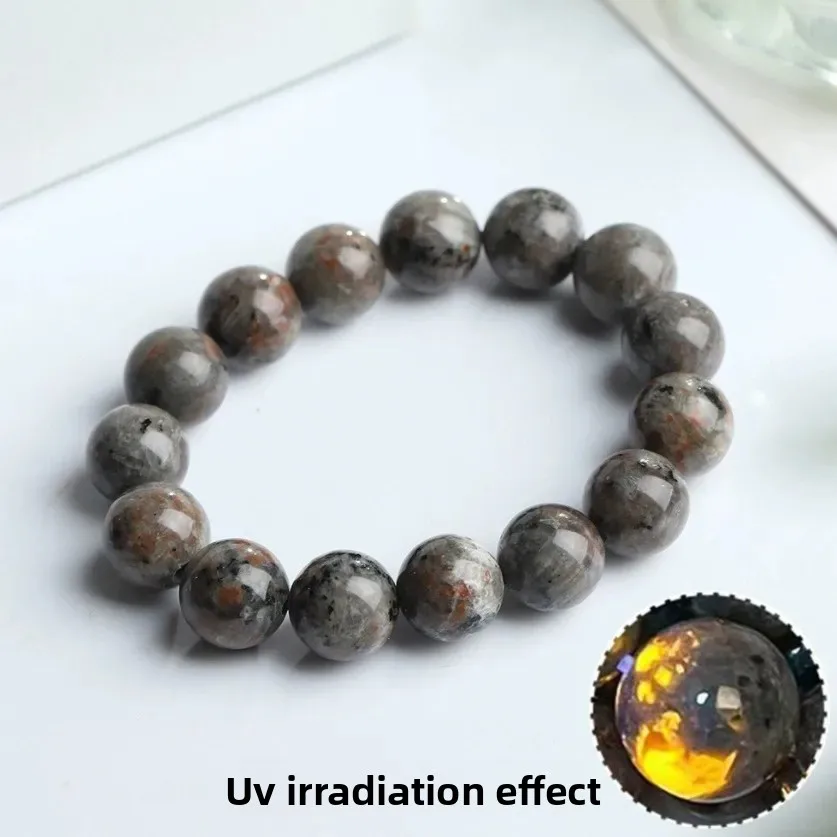 Natural Flame Stone Beads Bracelet Fashion Simple Beaded Hand String Crystal Bead Jewelry Text Play Niche All-match For Women's
