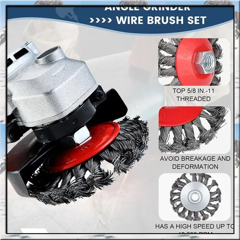 

AA46 10Pcs Wire Wheel For 4 1/2 Angle Grinder Wire Wheel Brush Cup Set With Threaded Arbor Angle Grinder Wire Wheel For Rust