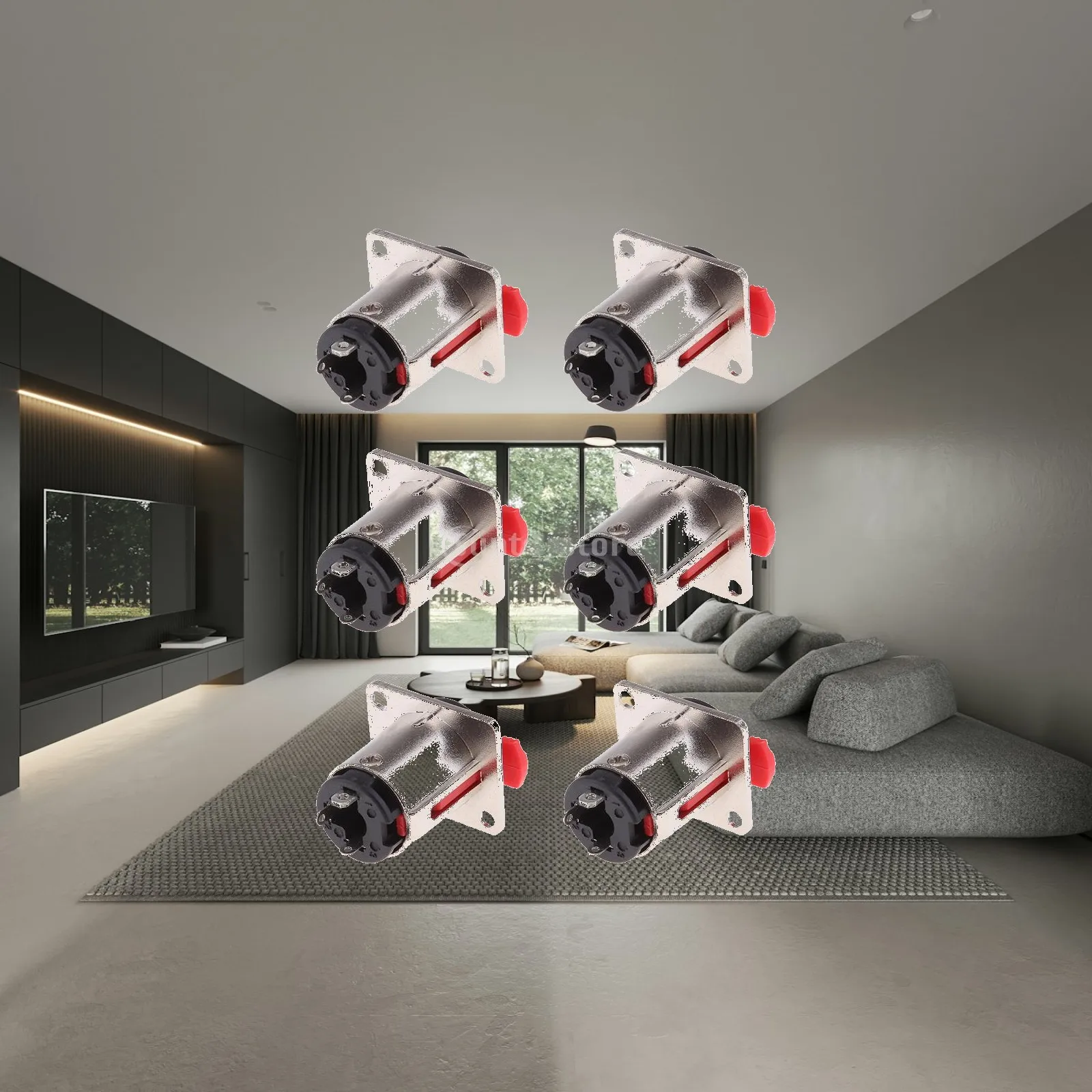 Audio Connector 6.35mm TS TRS Panel Mount Locking Jack Gold Terminal for Professional Microphone and Headphone