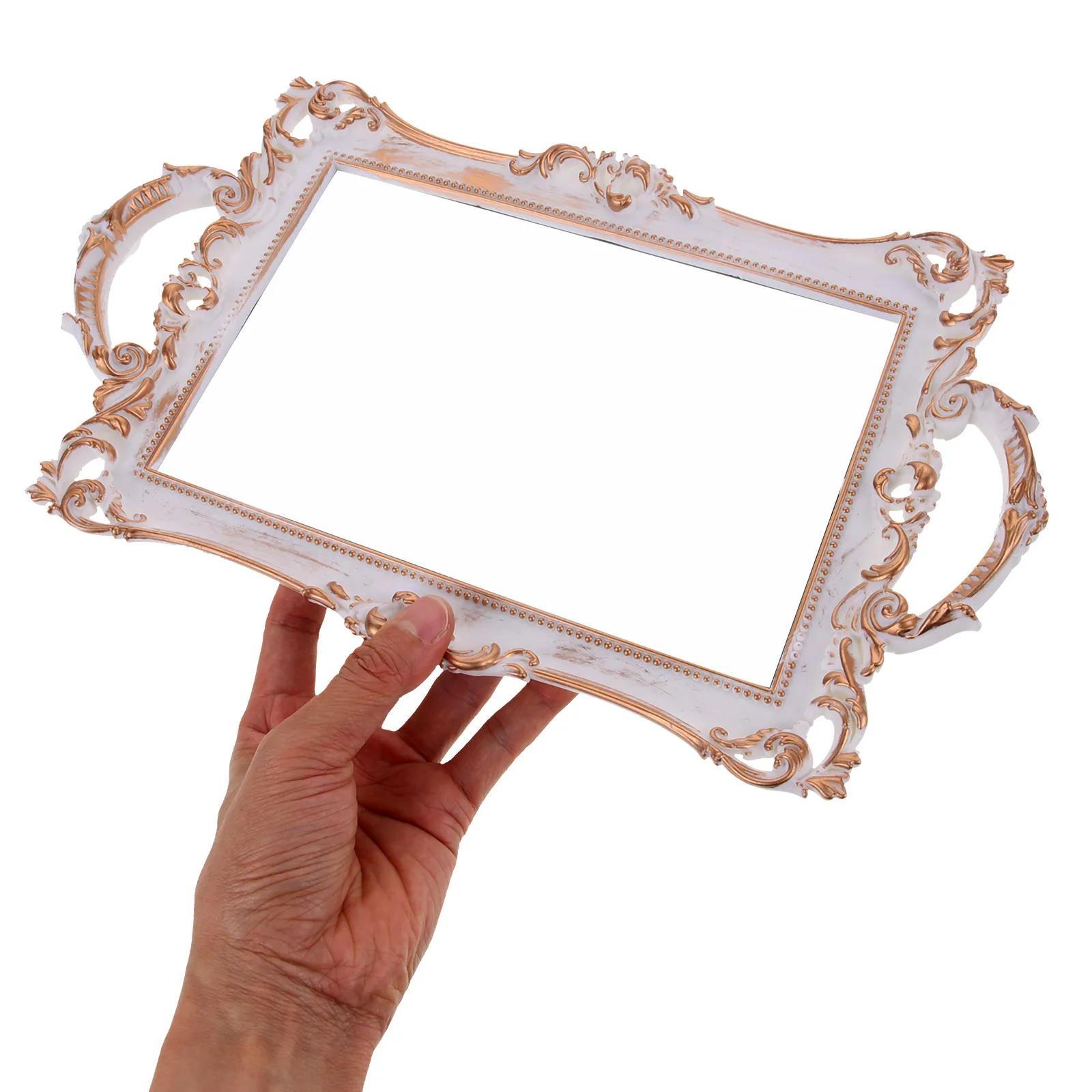 

Mirror Tray Lipstick Makeup Display Jewelry Holder Decorative Plate Perfume Storage Trays Organizer Jewellery