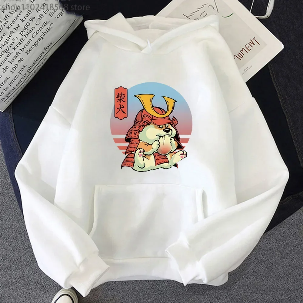 Süße Shiba Samurai Essen Mochi Hoodies Kawaii Hund Sweatshirt mit Kapuze Langarm Winter Pullover Y2k Kleidung Harajuku Top