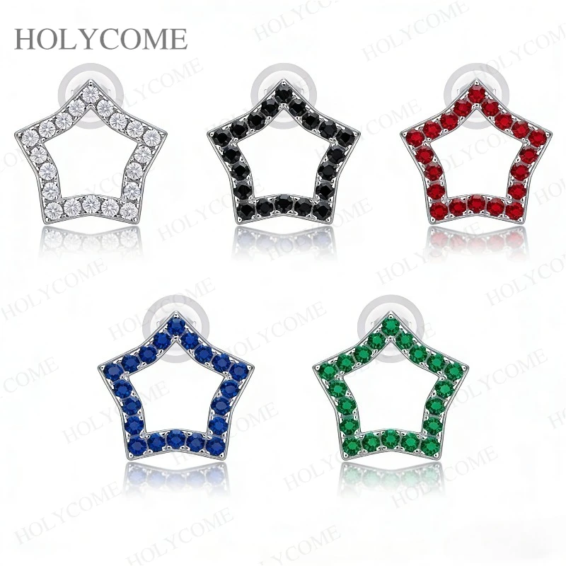 

Colorful Moissanite/Ruby/Sapphire/Columbia Stud Earring VVS1 Round Cut Top Quality Sparkling Jewelry Gift For Women Outfit Wear