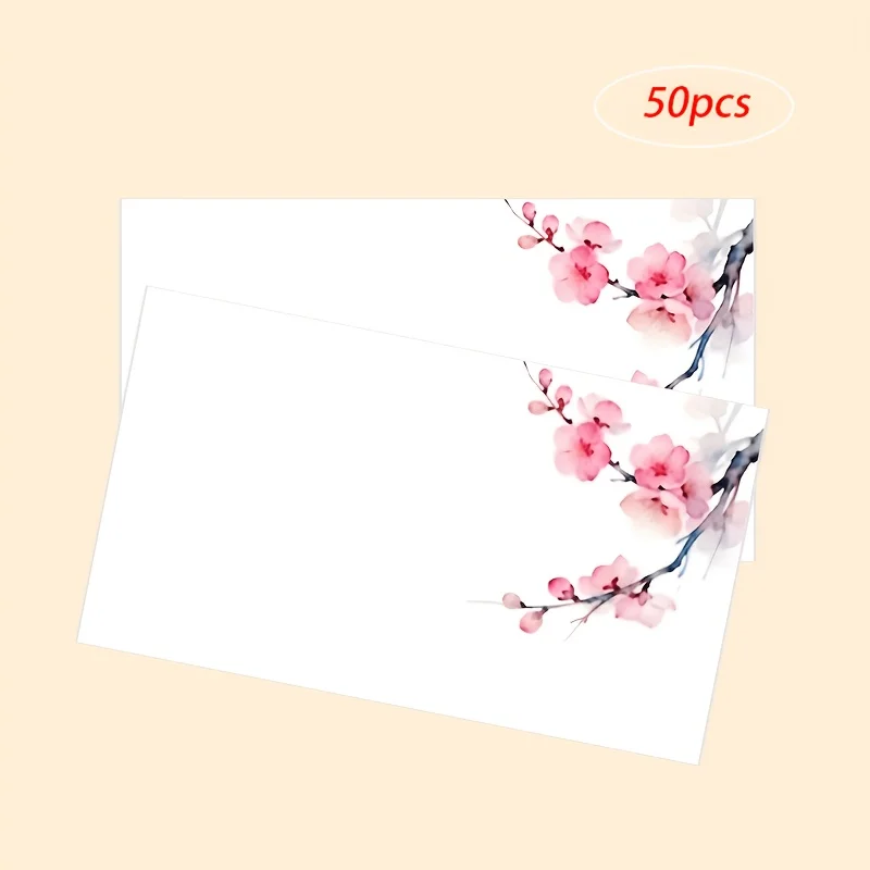 50pcs Pink Retro Blank Cards, Gift Packaging Thank-you Cards, Suitable for Birthdays, Weddings, and Support Thank-you Cards