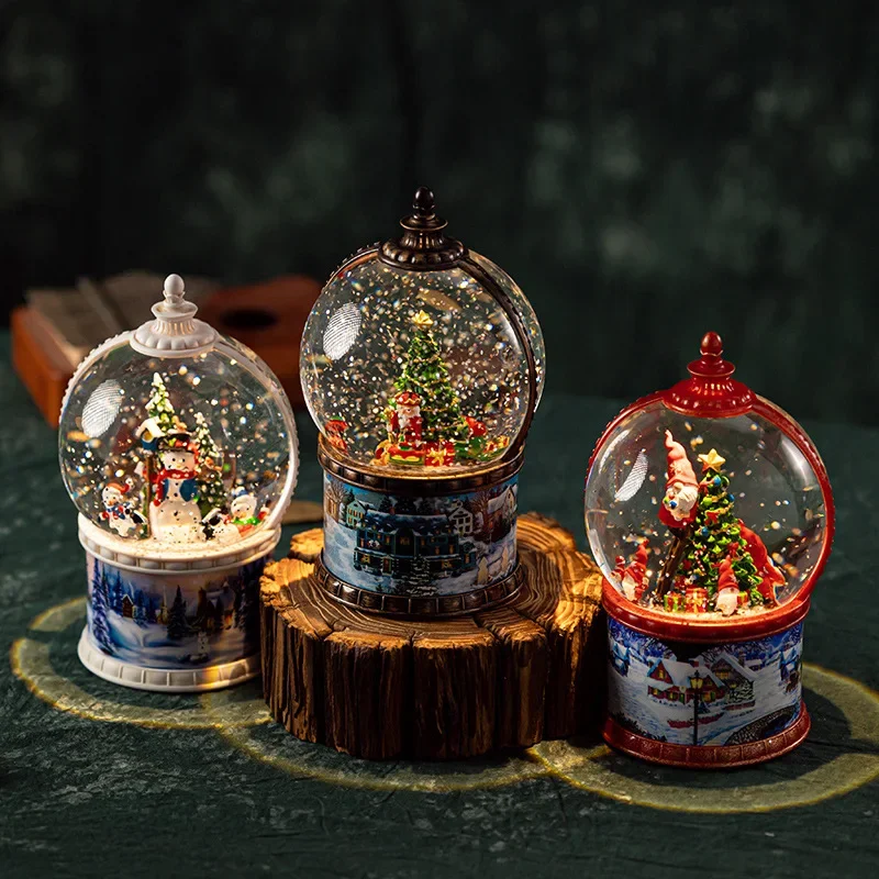 Christmas resin crystal ball cross-border ornament decorative snowflake water ball automatic snow ball music box music box