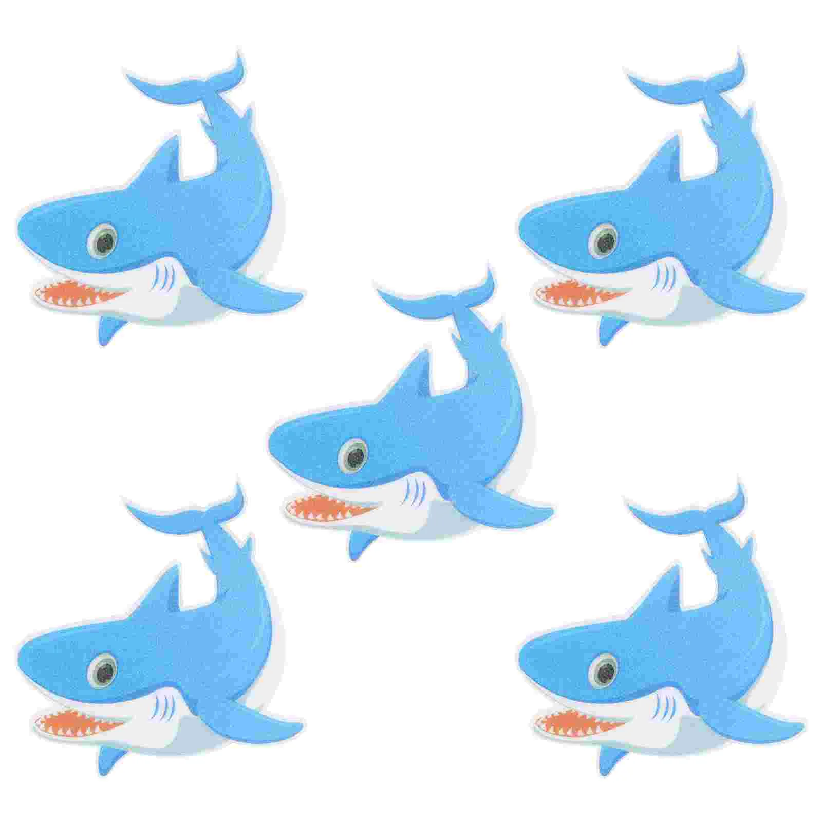 

5 Pcs Non-slip Frosted Stickers Adhesive Bathtub Decals Bathroom Marine Organism Shape Home Pasters Shark