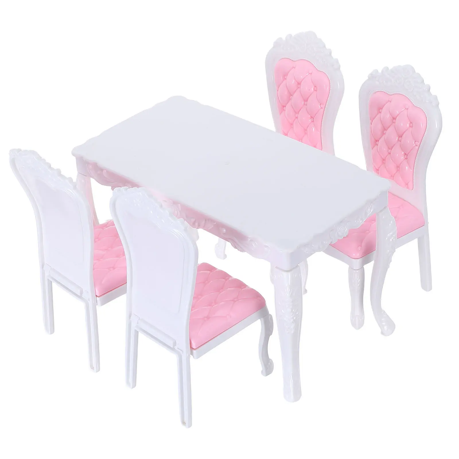 

1Set Mini Kitchen Furniture for Dollhouse Dining Table Chairs Small Pretend Play Accessories Compatible with 6Inch
