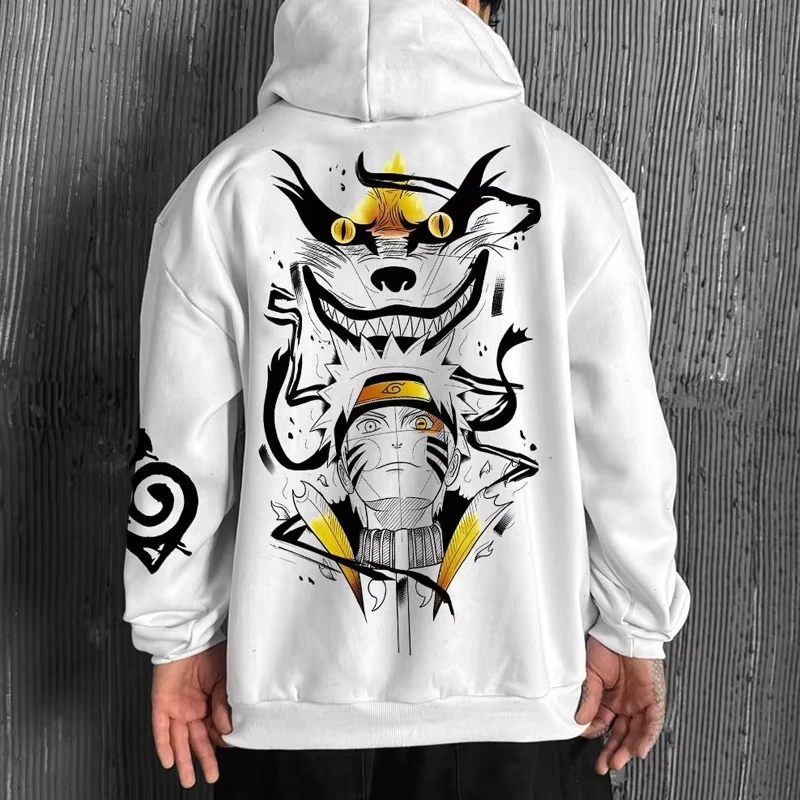 

Наруто Узумаки Наруто 2025: новая популярная модная толстовка с капюшоном Nine-Tailed Nine Lama и карманом для мужчин с принтом