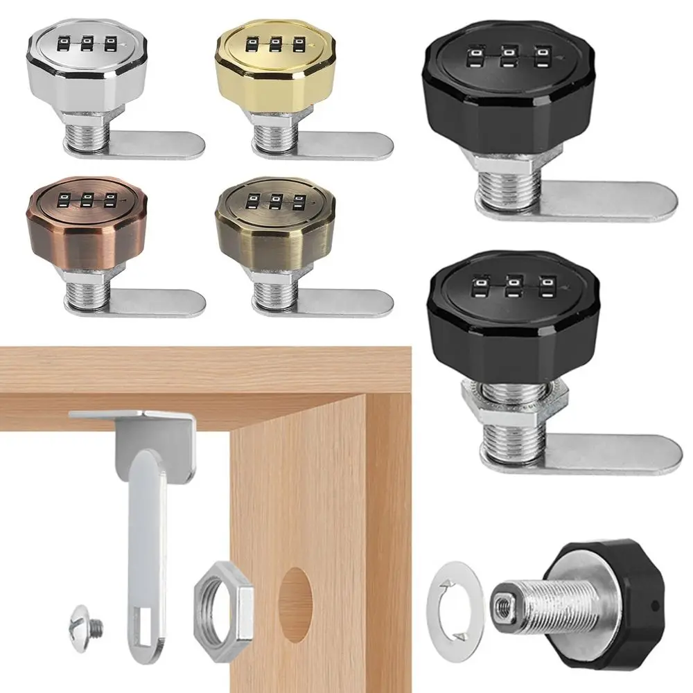 3 Digital Code Zinc Alloy Combination Lock Cabinet Mailbox Password Locker Cupboard Drawer Furniture Anti-theft Security Locks
