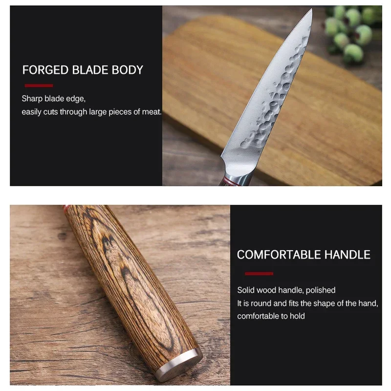 5inch Handmade Forged Knife Kitchen Boning Meat Cleaver Stainless Steel Cooking Chef Utility Knives Kitchen Gadget Wooden Handle