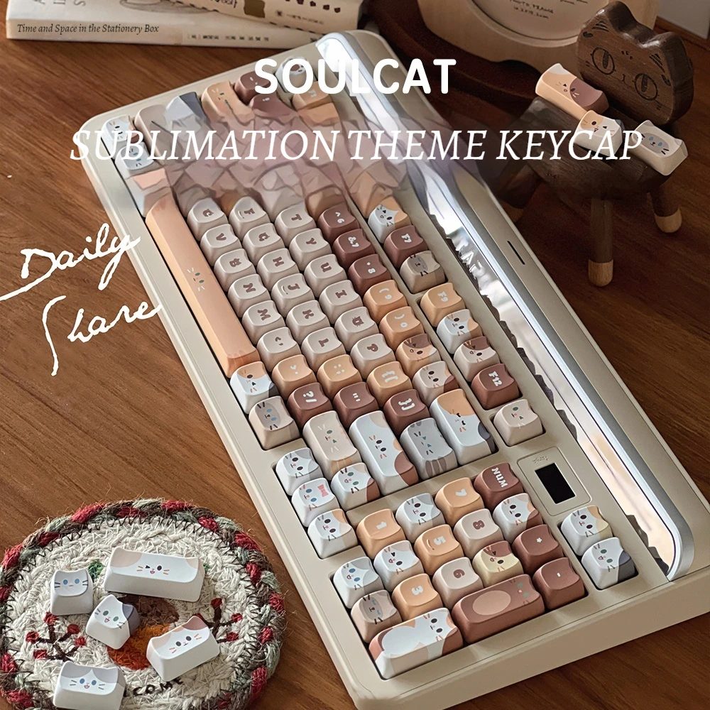 Cat Stacking Keycaps Heat Sublimation Technology Pbt Material Silent Design Office Business Game Keyboard Keycaps