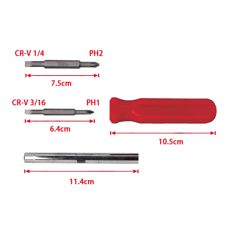 다기능 드라이버 비트, 필립스 드라이버, 3/16 및 5/16 슬롯, 1/4 인치 및 5/16 인치 너트 드라이버, 6 in 1, #1 및 #2