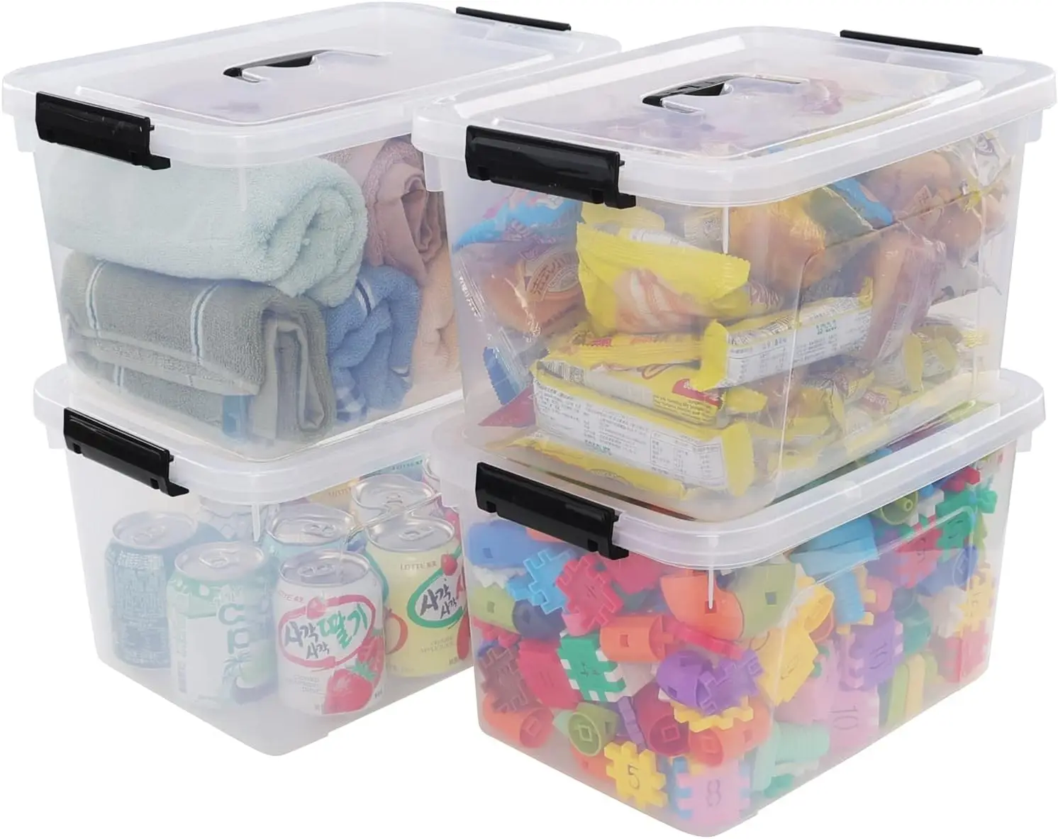 

4-Pack Clear Plastic Storage Boxes with Lids, 5L Capacity