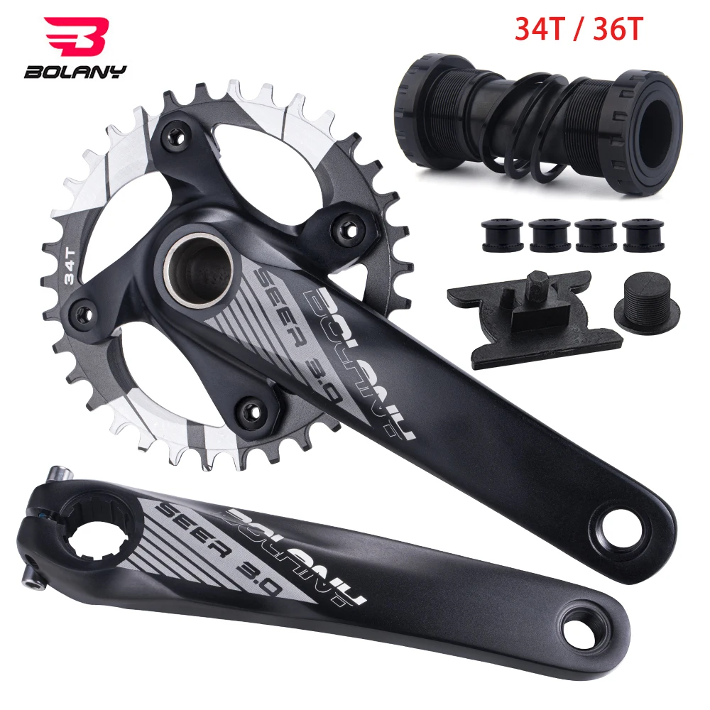 BOLANY 104BCD Mountain Bike Crankset Chain Wheel 8-12 Speed 34/36T Bicycle Crank Single-Disk Bicycle Accessories